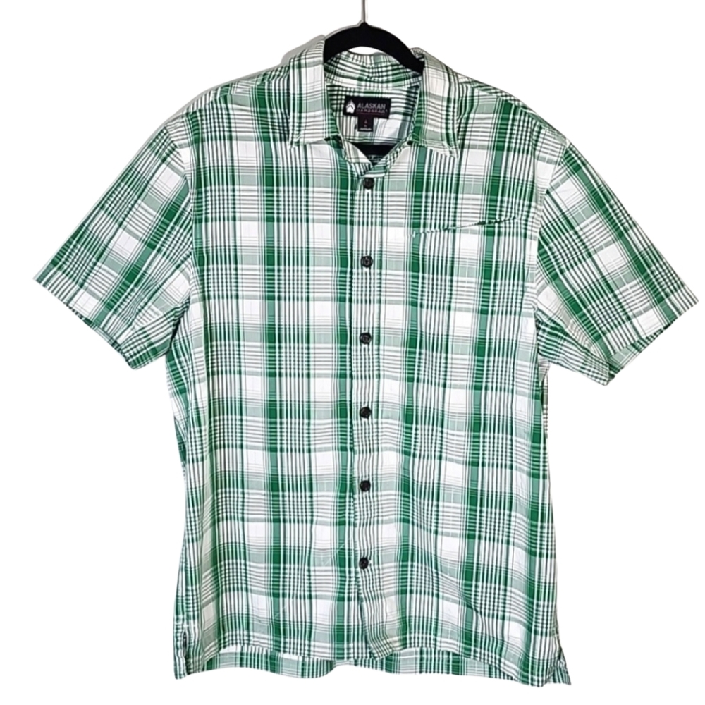 Alaskan Hardgear by Duluth Trading Co Button Up Short Sleeve Mens L Green